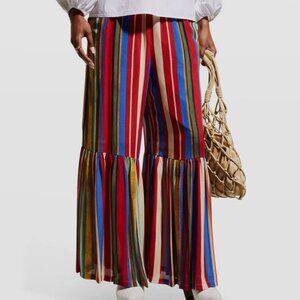 Autumn Adeigbo Adina Pants Womens 6 Wide Leg Flare Boho Striped Rainbow Ethical